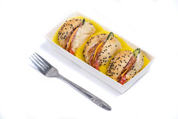 hamburgers in the box on a white background