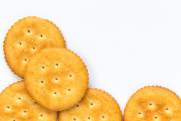 Salt cracker on isolated background with copy space.
