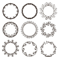 Set of ornate black picture frames isolated on white,frame illustration,picture frame designs vector illustration on white isolated background