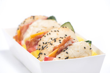 hamburgers in the box on a white background