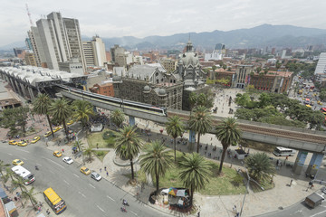 Fototapeta na wymiar Medellin, Colombia on May 24, 2016. Metro public transport in the city. In the last month the Metro reached 20,000 passengers more