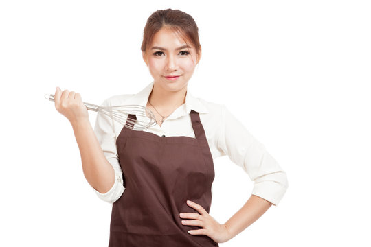 Asian Baker Girl With Whisk