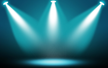 Spotlight blue light stage background.