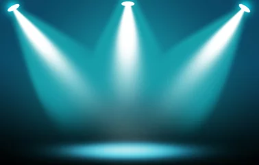 Poster Spotlight blue light stage background. © r_tee