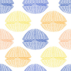 Seamless pattern of seashells