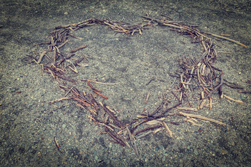 heart shape wood sticks background