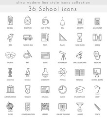 Vector School ultra modern outline line icons for web and apps.