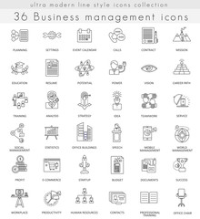 Vector Business management ultra modern outline line icons for web and apps.