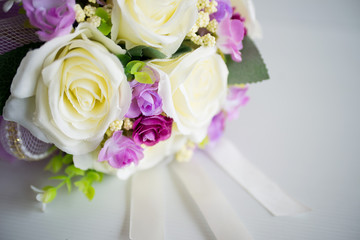 close up bouquet of artificial flowers