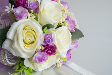 Fototapeta na wymiar close up bouquet of artificial flowers