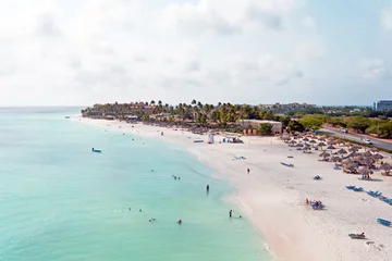Poster Aerial at Manchebo beach on Aruba island in the Caribbean © Nataraj