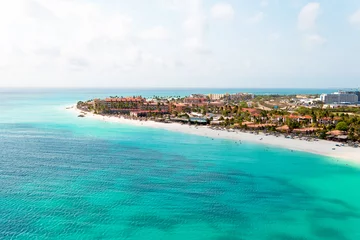 Foto op Canvas Aerial at Manchebo beach on Aruba island in the Caribbean © Nataraj