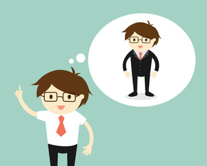 Business concept, Businessman thinking about his future. Vector illustration