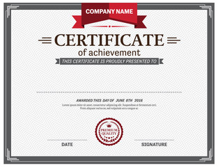 certificate template vector illustration design red ribbon certificate EPS illustrator 10