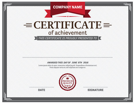 certificate template vector illustration design red ribbon certificate EPS illustrator 10