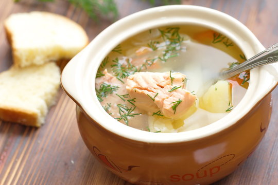 Fish soup with salmon