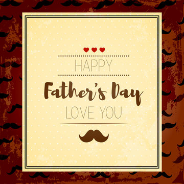 Happy fathers day. Hipster style. Card with mustaches