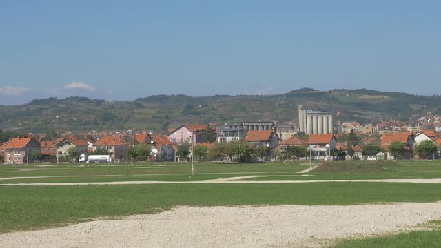 Eastern Serbia city of Zajecar 4K 2160p UHD video from Kraljevica hill by the day - Town of Zajecar cityscape 4K 3840X2160 UHD footage 