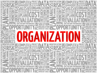 Organization word cloud, business concept