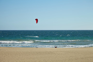 Kite surfer California coastal shores