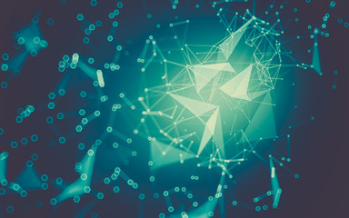 Abstract polygonal space low poly dark background, 3d rendering