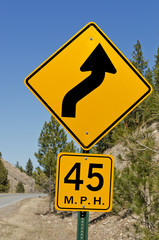 45 MPH Curve Sign