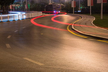 Light tracks on the street in China Shenyang