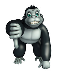 cute Gorilla cartoon character with assigning thums down