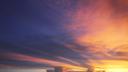 Natural background of the colorful sky and cloud, During the time sunrise and sunset.