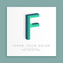 3d abstract style logo with letter F
