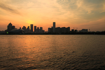 Fototapeta premium China's Shenyang city building at sunset