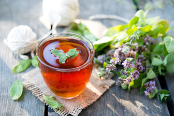 Black tea with fresh mint
