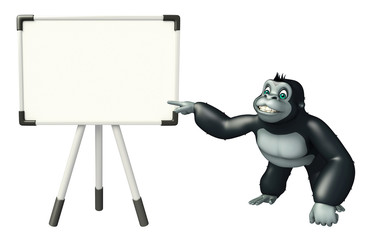 cute Gorilla cartoon character with white board