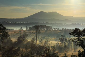 The beauty of the natural environment during sunrise and sunset .at Khao Kho District ,Phetchabun Province in Thailand
