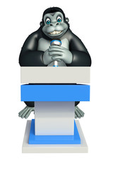cute Gorilla cartoon character with speech table