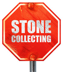 stone collecting, 3D rendering, a red stop sign