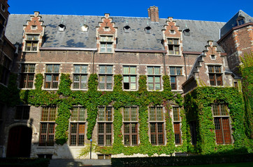 Courtyard of Hof van Liere, old building in city center of Antwerp, University of Antwerp