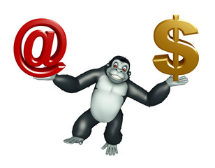 cute Gorilla cartoon character with right sign and percentage 