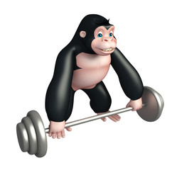 cute Gorilla cartoon character with Gim equipment