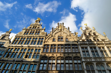 Fototapeta premium Old tall medieval houses on the Grote Markt market square of city of Antwerp, Belgium