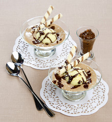 dessert with caramel mousse