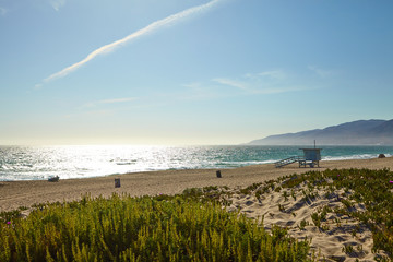 Lifeguard hut on the Malibu beach.