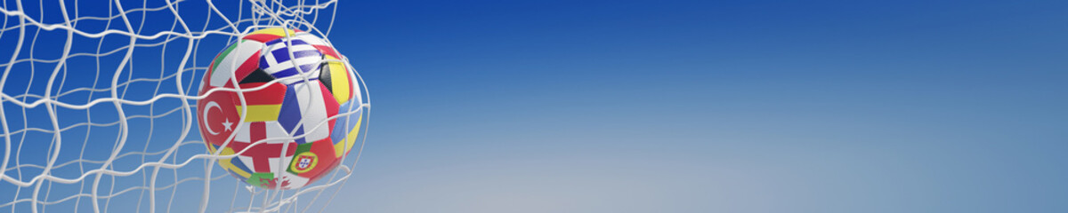 Panorama von Fußball im Tor © Robert Kneschke
