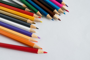 Fototapeta premium Set of color pencil isolated white background