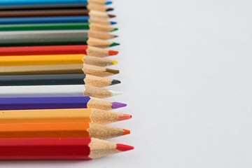 Set of color pencil isolated white background