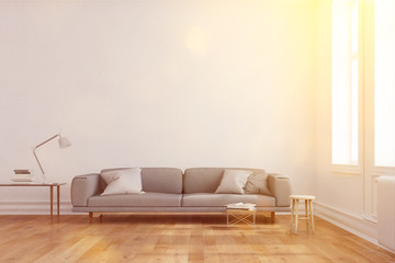 Sonnenlicht in hellem Wohnzimmer