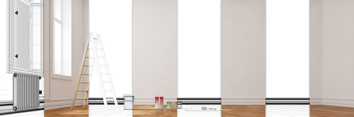 Raum im Wechsel zwischen CAD und 3D