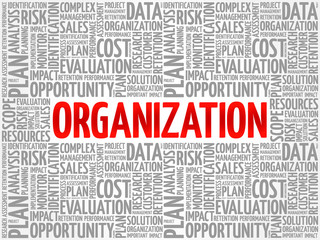 Organization word cloud, business concept