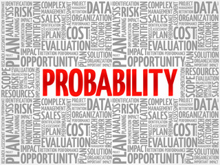 Probability word cloud, business concept