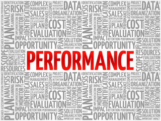 Performance word cloud, business concept